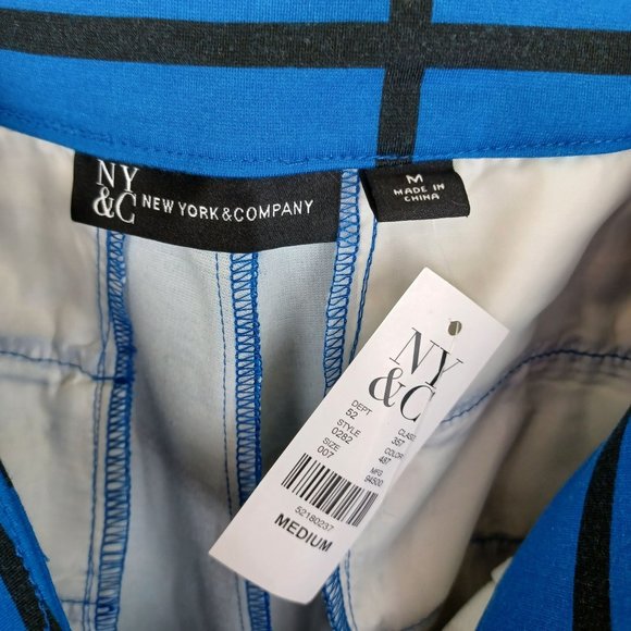 NY&C Women's Wide Leg Capri Ponte Pant High-Waist Stretch Print Blue Size Medium - Picture 9 of 11